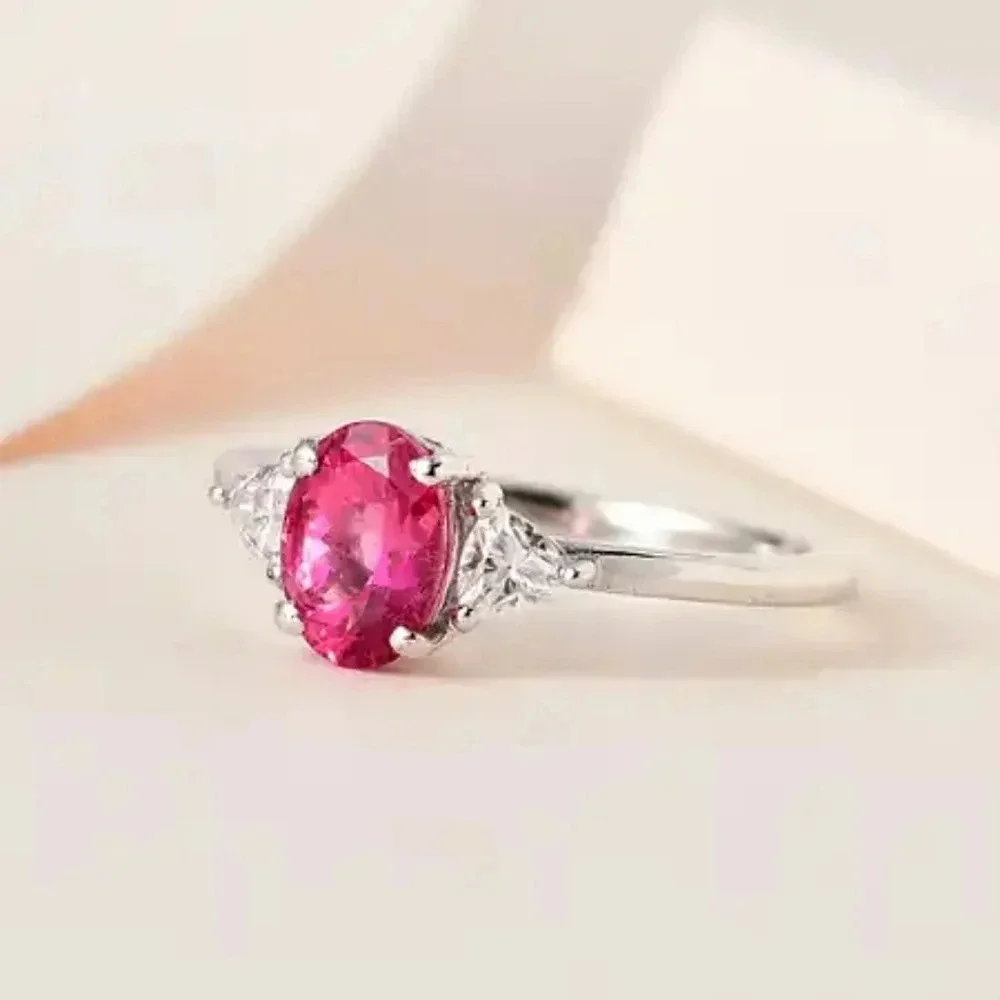 *Rare* Premium Natural Ouro Fino Rubellite & Genuine Moissanite Ring.